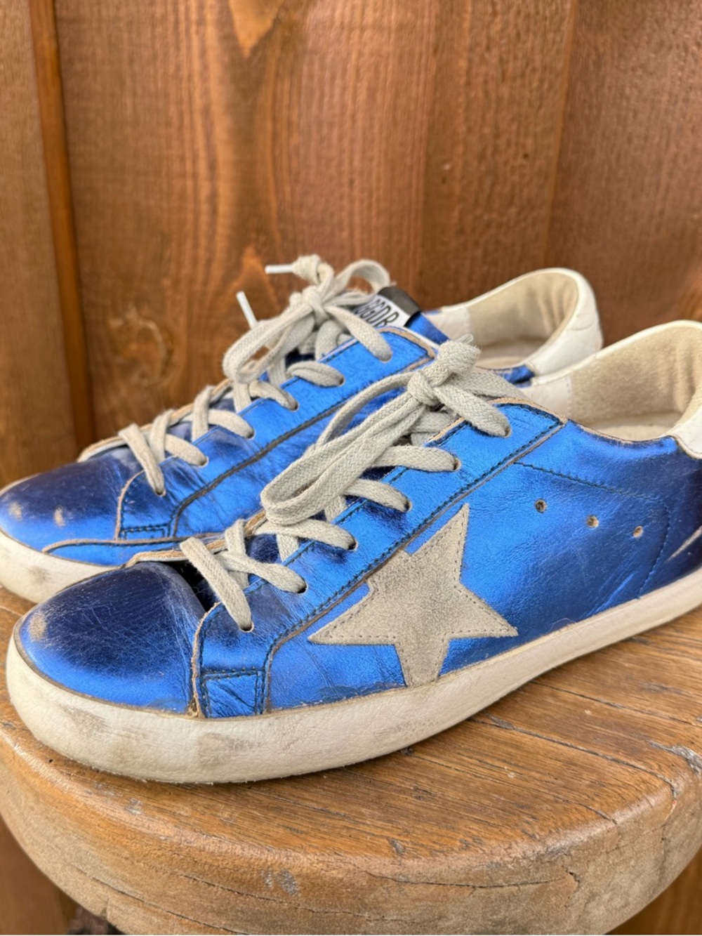 ✨ Authentic GGDB Super-Star Metallic Blue Leather Sneakers - Picture 3 of 6